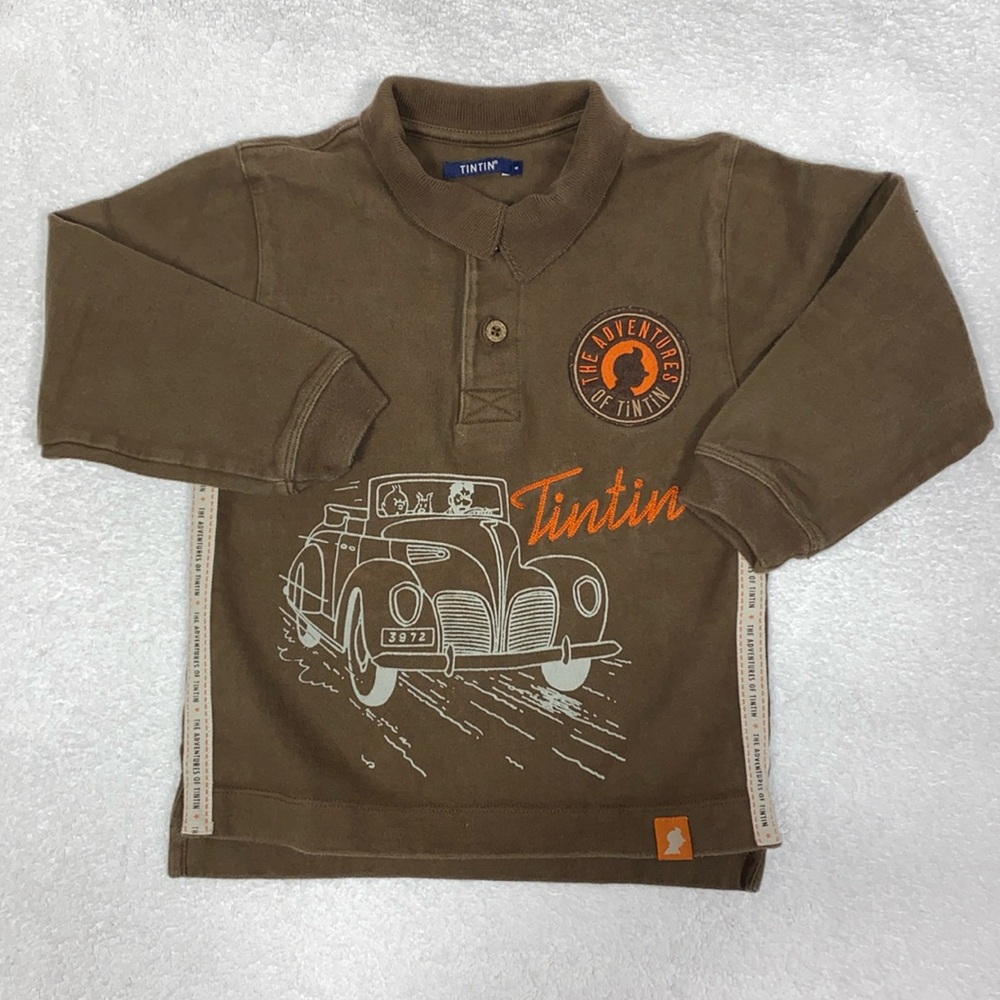 Vintage adventureures of Tintin long sleeve polo boys size 4